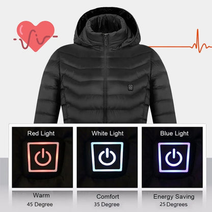 Men’s USB Electric Heated Jacket – Insulated Puffer Winter Coat with Detachable Hood | heated jacket