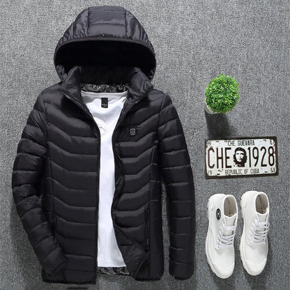 Men’s USB Electric Heated Jacket – Insulated Puffer Winter Coat with Detachable Hood | heated jacket