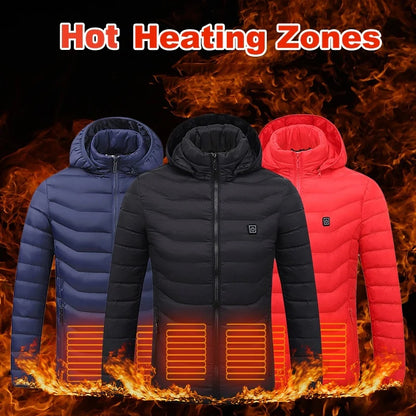 Men’s USB Electric Heated Jacket – Insulated Puffer Winter Coat with Detachable Hood | heated jacket