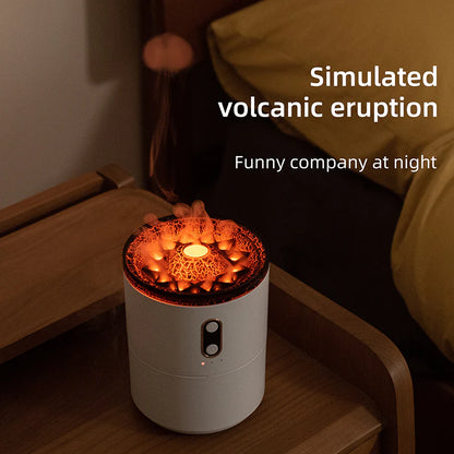 Volcanic Flame Aroma Diffuser & USB Portable Humidifier – Jellyfish LED Night Light Air Freshener