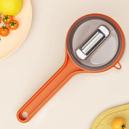 Multi-Functional Kitchen Peeler with Built-in Storage Bucket – Fruit & Vegetable Peeler Knife with Scraper
