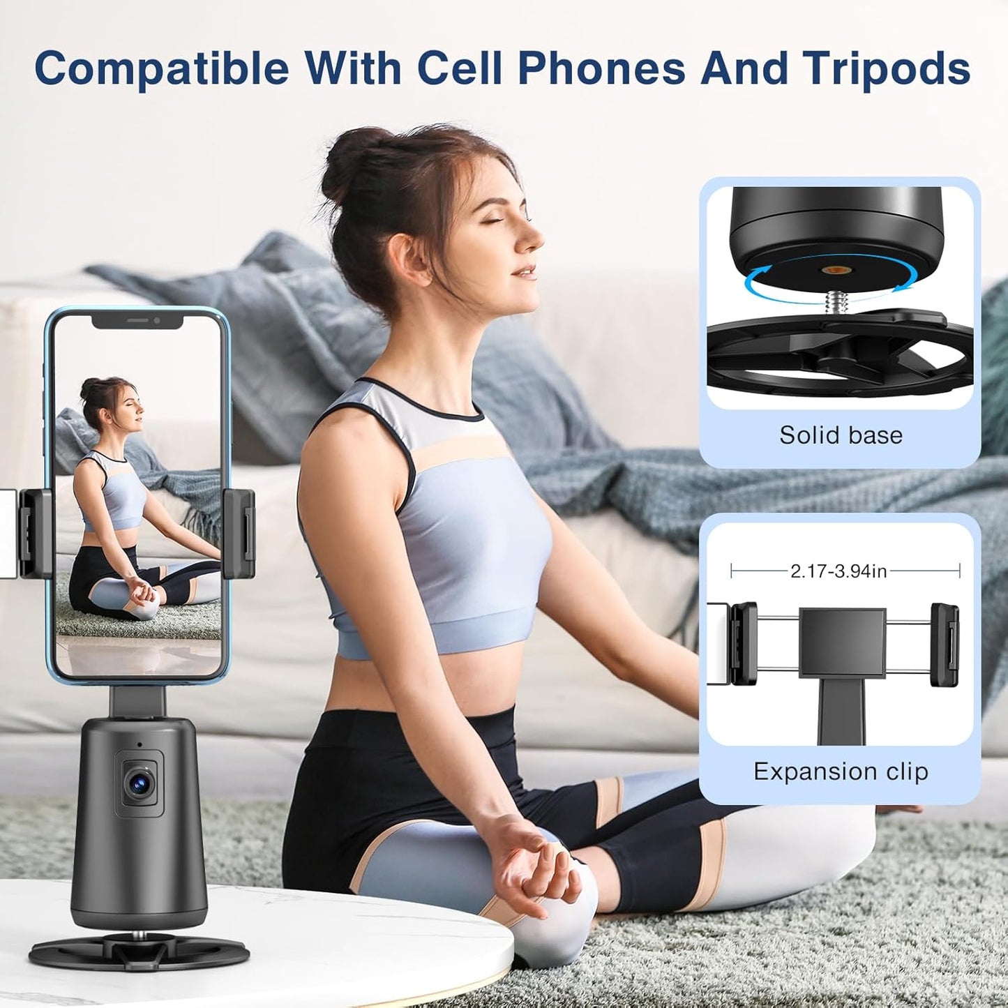 360° AI Face Tracking Tripod – Smart Auto-Follow Phone Stand