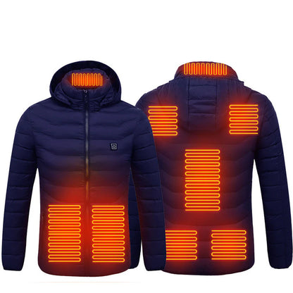 Men’s USB Electric Heated Jacket – Insulated Puffer Winter Coat with Detachable Hood | heated jacket