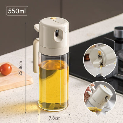 2-in-1 Oil Sprayer & Dispenser Bottle – Olive Oil Mister for Kitchen, BBQ & Baking