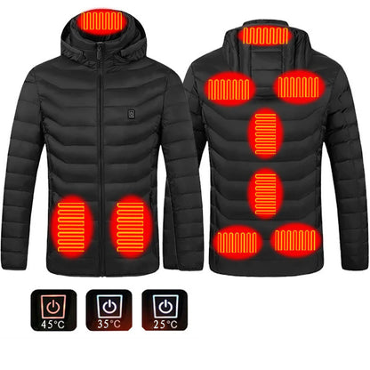 Men’s USB Electric Heated Jacket – Insulated Puffer Winter Coat with Detachable Hood | heated jacket